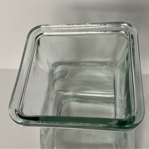 Glass Bulb Vase Square Clear With Flared Top 5” Tall EUC Flower Floral Flared - Picture 7 of 13